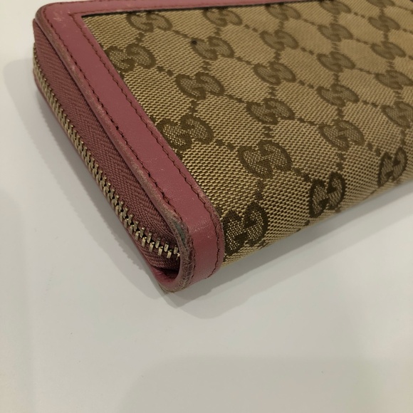 Gucci Pink GG Canvas Zip Around Wallet Sku#84384 (Gently used) - Picture 9 of 14